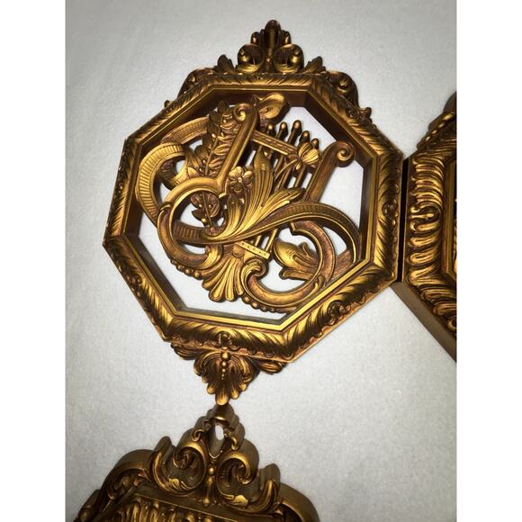 MCM Homco Syroco Musical Instruments Wall Decor Set Of 4 Hollywood Regency Dart - Picture 3 of 9